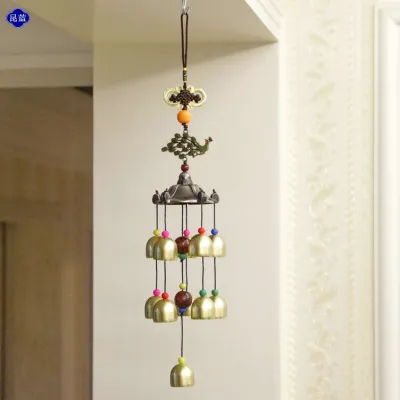 Eyre （Rekomendasi Manajer Toko ★）Fitur kreatif gajah merak merak pemberani rumah liontin lonceng lonceng angin dalam ruangan penginapan balkon dinding dekoratif liontin Creative features auspicious elephant peacock brave home indoor wind chime pendant
