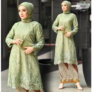 A.C (REALPICT) stelan kebaya tunik tulle bordir/kebaya modern/kebaya tunik burkat/set kebaya seragaman pesta/wisuda/ seragam keluarga best terlaris