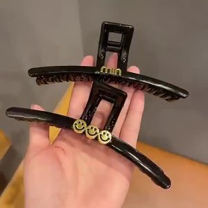 I&U Grab Clip Female Smiley Face Back Head Hair Coiled Large Size Shark Classy Hairpin
