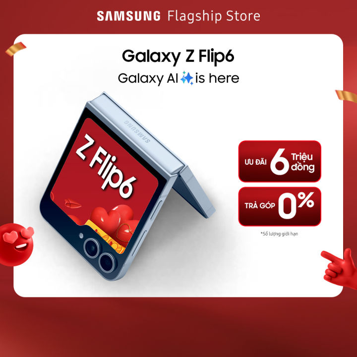 [SIÊU SALE 21-23.4] Điện thoại Samsung Galaxy Z Flip6, điện thoại AI, pin lớn 4000mAh, Flexcam 50MP