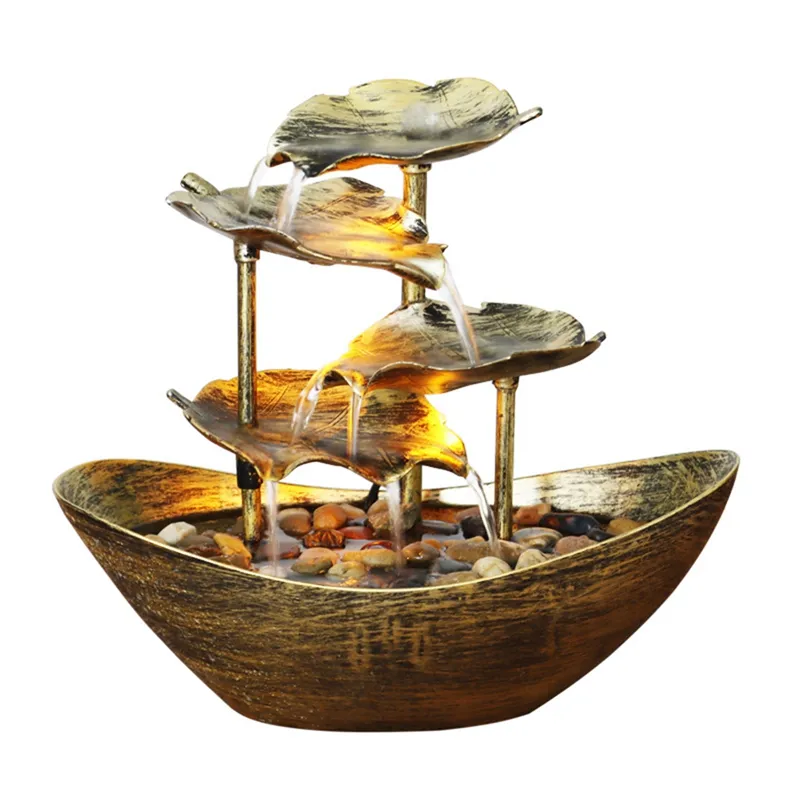 thumbnail image 2 of Indoor Tabletop Water Fountain With Light Show – Battery Or USB Powered, Includes River Rocks, For Office & Home Decor 2 of 12