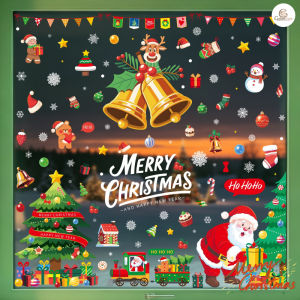 CuddleCove Merry Christmas Decoration Window Sticker Santa Elk Decorative Glass Sticker Childrens Room New Year Home Decorations