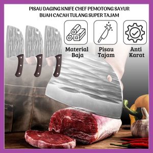 Pisau Daging Knife Chef Pisau Jepang Pemotong Sayur Buah Tulang Daging Super Tajam Bahan Baja Stainless Steel Anti Karat - FR Gallery