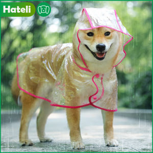 【HATELI】Pet Clothes Raincoat New Dog Poncho Transparent Waterproof Pet Raincoat Dog Raincoat