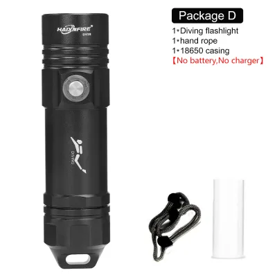 HaixnFire DV28 Dive flashlight 2500 lumen Waterproof Lights Water Pulmonary Dive Flat Flat Flashing Flashing down the sea to catch fish lamps