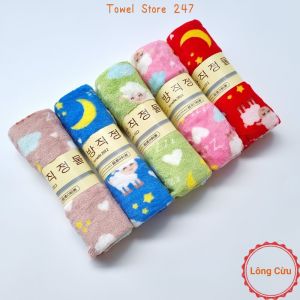 Khăn tắm lớn Lông Cừu Hàn Quốc 50x100cm 70x140cm họa tiết Cừu siêu mềm mịn thấm hút nước tốt