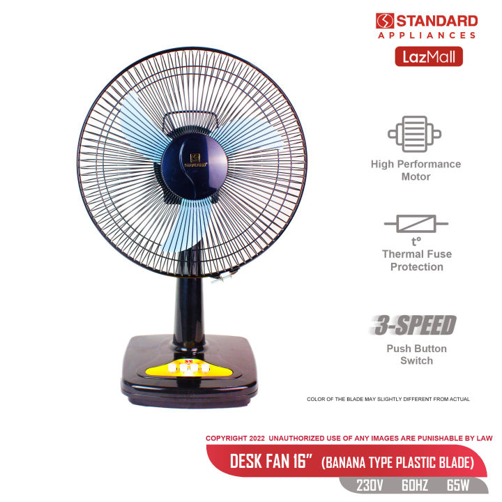 Standard Desk Fan 16" Banana Plastic Blade Lazada PH