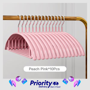 [Bundle of 10]Rainbow Plastic-coated Hanger Nano Traceless Anti-slip Clothes Rack Multipurpose Pants Trousers Skirts Rack Stainless Steel Hooks 5 Colors Available