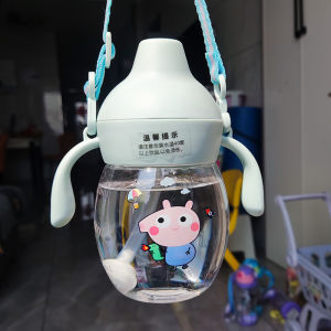 แก้วหัดดื่มเด็ก แก้วหัดดูด แก้วน้ำพร้อมหูจับ หลอดเด้ง นิ่มไม่บาดปาก สำหรับเด็ก 250ml