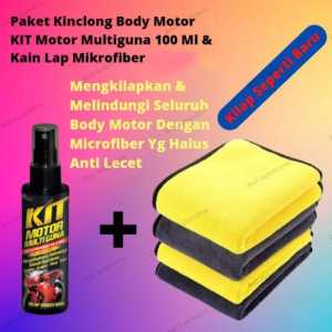 Paket Perawatan Kendaraan Pengkilap Body Kit Motor Multiguna Spray 100 Ml + Lap Microfiber Serbaguna