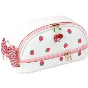 CHUN053634 Smile Cherry Pencil Case Bear Strawberry Double Layer Pen Pouch Cartoon Stationery Cute Pencil Bag Girl