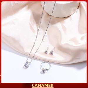 Miễn phí vận chuyển✨ Phụ nữ sang trọng vòng Vòng cổ bông tai rhinestone vòng đeo tay nữ Phụ nữ giản dị trang sức Set