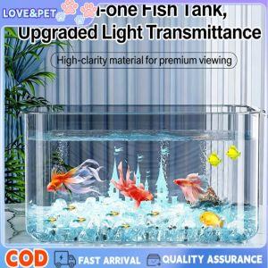 Integrated Fish Tank Clear Plastic Aquarium Desktop Ecological Box High Transparency Durable Guppy