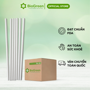 Giá sỉ thùng 1000 Ống hút giấy Biogreen các size 6 8 10 12 - Màu trắng nâu kraft - Bọc màng và Không bọc màng