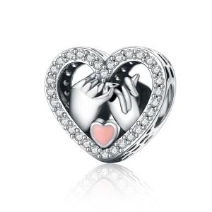 BAMOER Free Shpping Romantic Genuine 925 Sterling Silver Promise For Love Heart Beads fit Original Charm Bracelet DIY Jewelry Gift SCC167