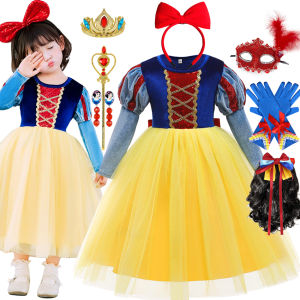 2026 Prium Princess Dress Girls Snow White Cosplay Fancy Costume Kids Carnival Christmas Party Princess Children Birthday 2-10T