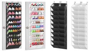 UVIAHOMI 20-30 Pairs Over the Door Shoe Organizer Clear Pockets Hanging Shoe Storage for Closet 10-Tier Door Shoes Rack Handing Shoes Holder Fit All the Familys Sneakers Boots Heels Black