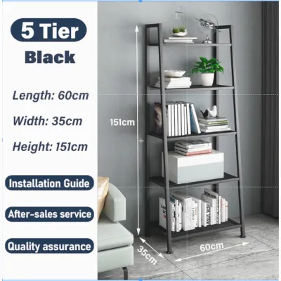 5Tier Shelves Kitchen Rack Display Bookshelf Storage Ladder Home Living Room Shelf Rak Buku Penyimpanan Rak Besi 置物架 架子