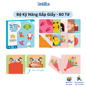 Bộ Luyện Kỹ Năng Gấp Giấy 80 Tờ Cho Bé - Tay Khéo Não Tinh - LaLaLa Baby