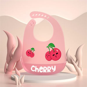 GUOYIHUA ผ้ากันเปื้อนซิลิโคน กันเปื้อนซิลิโคน ซิลิโคนกันเปื้อนสำหรับเด็ก คุณภาพดี มีถุงข้าว 3 มิติ การ์ตูนผลไม้เด็กโดยมอบ