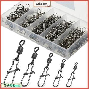 Follow Get New[Bloom Z] 100pc box Stainless Steel Fishing Connector Pin 4# 6# 8#10#12# Bearing Rolling Swivel With Snap Fishhook Lure Accessories