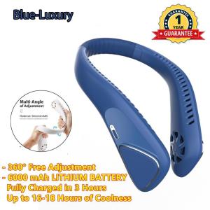 🔥【SG Ready Stock】🔥 Portable Neck Fan 6000mAh USB Rechargeable Mini Neck Hanging Fan Silicone material 360° adjustment