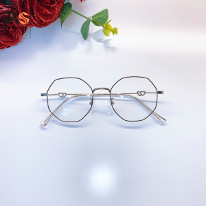 [3-5/8 Hoàn Tiền 25%] Gọng kính lục giác lục lăng Kính thời trang 19050A nhận cắt mắt cận viễn loạn