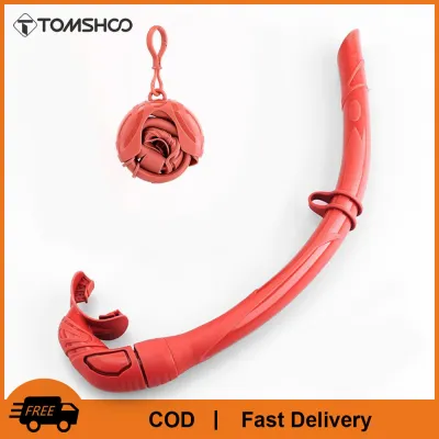 TOMSHOO Silicone Foldable Snorkel with Compact Storage Case Women Men Roll Up Snorkel Wet Breathing Tube For Snorkeling