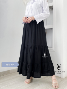 Vincath Rok Panjang Wanita Katun Rayon Adem – Pinggang Full Karet – All Size Fit to XL – Bahan Lembut & Ringan – Rok Muslim Remaja Korean Look – Warna Lengkap - Lebar 260 cm - RW - 03