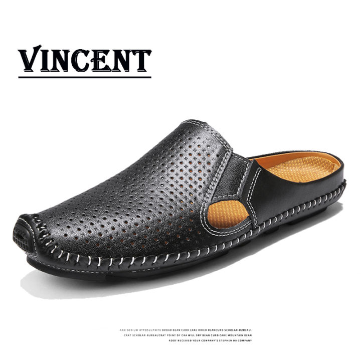 Fashion Half Shoes For Men Leather Shoes Men Slippers Casual Shoes