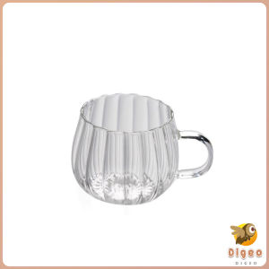 Digeo Striped Glass Cups Pumpkin Shape Mug Transparent Water Tea Milk Juice Cup