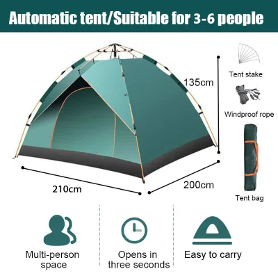Tent for camping water proof Automatic Quick Setup Camping Tent with Double Layer Design Tent for 3-6 Persons Outdoor Camping