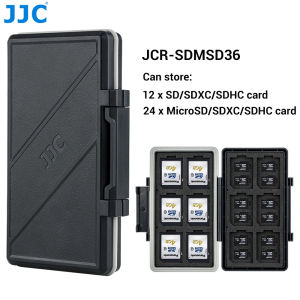 JJC JCR-SDMSD36 Memory Card Case 36 Slots Water-Resistant Memory Card Case Anti-Shock Storage Holder Organizer for 12 SD SDHC SDXC + 24 MSD Micro SD TF Cards