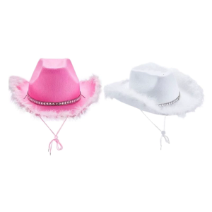 Womens Cowgirl Hat Cowboy Cap Holiday Costume Party Hat Western Styles Cowboy Hat Pink Cowboy Caps with Blinking Tiara