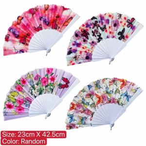BINLU Extra Large Butterfly Pattern Folding Fan Pamaypay High Quality Silk Handheld Fan for Ladies Elegant Wedding Gift Idea Souvenirs for Guests Church Fan Summer Essential Big Size Durable Manual Fan for Women Girls COD Ready Stock PH