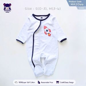 Mami Baby ชุดหมีคลุมเท้า ผ้าดูด 0-6 เดือน (1 ตัว) ผ้าคอตตอนนุ่มๆ ลายน่ารักๆ | Babytrend