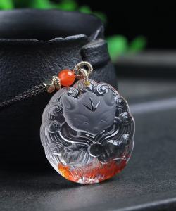 Natural beauty red glue flower nine-tail fox crystal pendant thriving 🌹 exquisite carver 🙏 extreme luxury peach blossom promote marriage 🌸 color is very bright ⚡ the real color is more beautiful! Specifications: 34.8 33 11.8mm