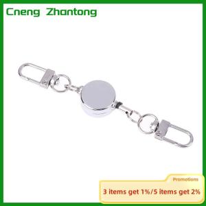 Cneng 21MM Anti-theft Metal Easy-to-pull Buckle Rope Retractable Key Holder Elastic Keychain Sporty Retractable Key Ring Nurse Parts
