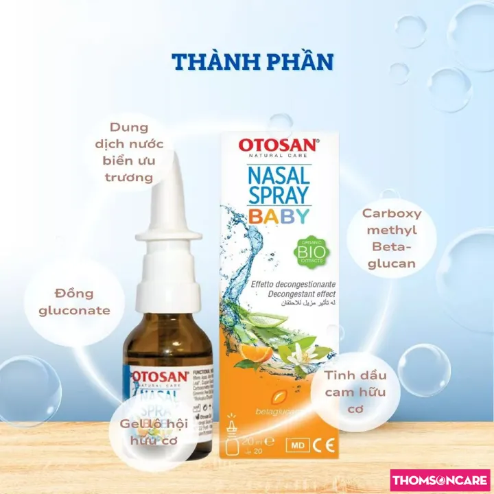 Xịt mũi cho trẻ Otosan - Từ Lô hội Keo ong giúp giảm mũi dị ứng, xoang, làm sạch khoang mũi thông mũi cho bé - Lọ 20ml Nhập khẩu từ Ý