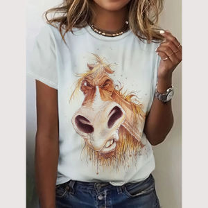 [Local Stock] ZEEMIN Summer Cartoon Animal 3D Print T-shirts Women Streetwear Fashion Casual Y2k Short Sleeve T Shirt O-neck Tees Tops Clothing