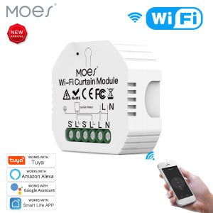 MOES WiFi Mini Smart Curtain Switch Module Roller Blinds Shutter Motor Smart Life Tuya APP Remote Control Work with Alexa Home