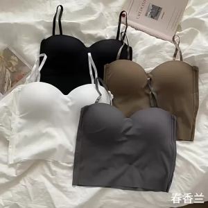 จัดส่งจากจีน [2025] ชุดชั้นในผ้าไหมเย็นสำหรับผู้หญิง ดีไซน์มีสไตล์ เสื้อชั้นใน เสื้อผ้าภายนอก ชั้นฐาน ทรงเข้ารูป สไตล์สั้น เสื้อเซ็กซี่ 3.5