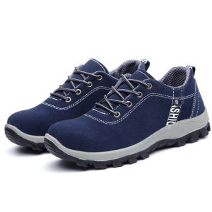 Onesunnys รองเท้านิรภัยผู้ชาย Four Seasons รองเท้าหัวเหล็กระบายอากาศได้ รองเท้าประกันแรงงานสีฟ้า รองเท้าทำงานกลางแจ้ง