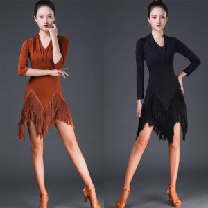 Latin Dance Adult Multi layer Tassel Competition Performance Dress