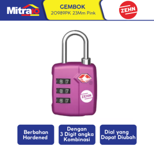 Zehn Gembok 20989Pk 23Mm Pink Tsa Combo Padlock
