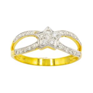Happy Jewelry แหวนดาว ก้านคู่ บ่าข้าง ทองแท้ 9k 37.5% เพชรเกสร ME713