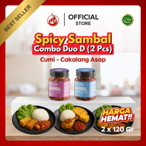 Spicy Sambal - Paket Combo Duo - 2 Pcs x 120 Gr - Bawang / Terasi / Tuna Asap / Cakalang / Cumi / Bajak Teri