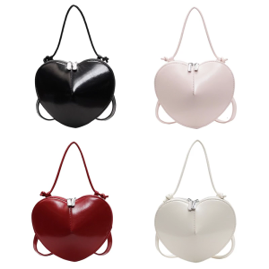 2025 Trendy Heart Shape Crossbody Bag For Women PU Leather Handbag Compact Shoulder Purse with Adjustable Strap