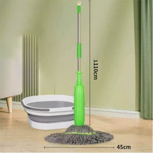 Absorb Quick Dry Bamboo Fiber Mop Lazy Mop Lantai Hand Wash Mop Self Twisting Rotating Water Mop Heads