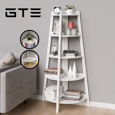 GTE 5 Layers Bedroom Living Room Cabinet Small Bookcase Against The Wall Corner Storage Rack - Fulfilled by GTE SHOP